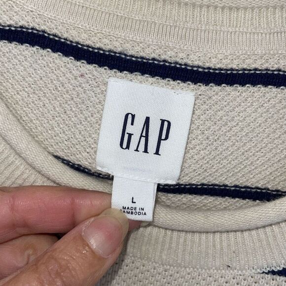 Gap Vintage Cotton Striped Knit Crewneck Sweater Mens Size Large - Picture 6 of 9